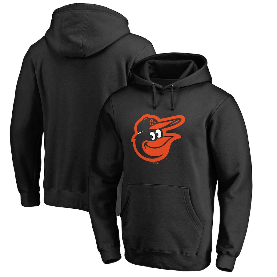 Men's Baltimore Orioles Black Official Logo Fitted Pullover Hoodie Men's Baltimore Orioles Black Official Logo Fitted Pullover Hoodie