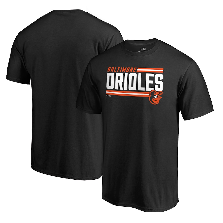 Men's Baltimore Orioles Black Onside Stripe T-Shirt Men's Baltimore Orioles Black Onside Stripe T-Shirt