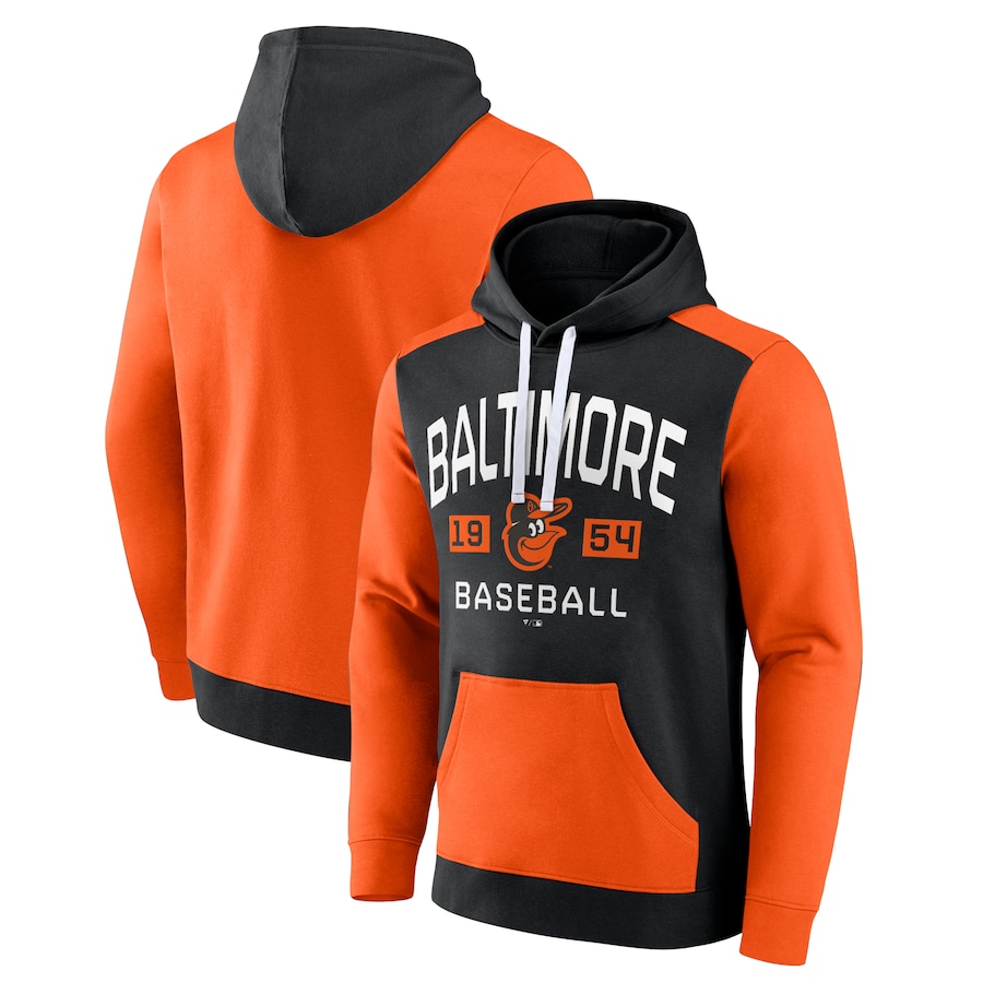 Men's Baltimore Orioles Black/Orange Chip In Pullover Hoodie Men's Baltimore Orioles Black/Orange Chip In Pullover Hoodie