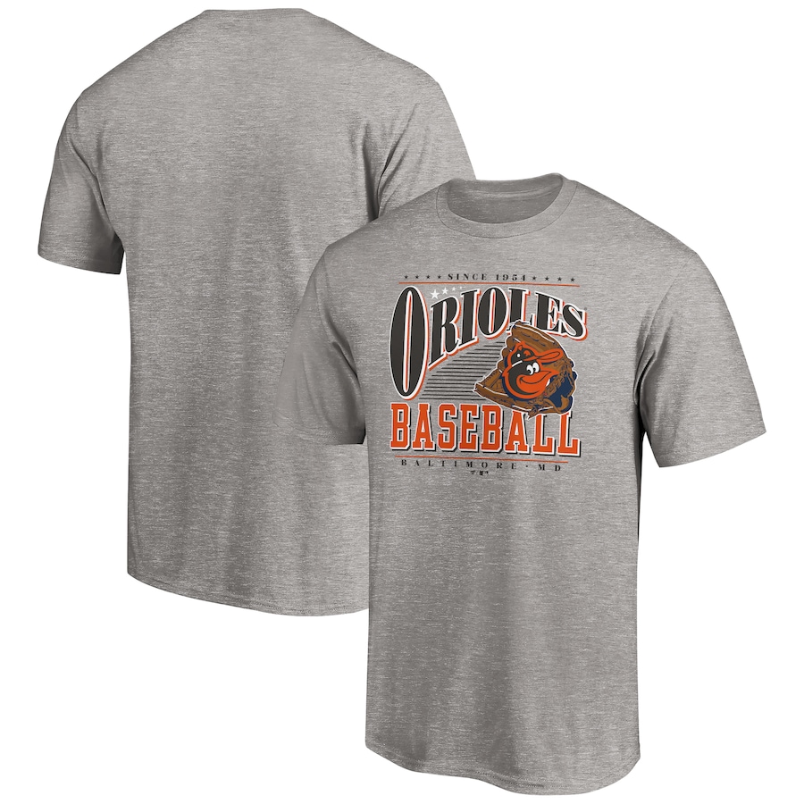 Men's Baltimore Orioles Heather Gray Cooperstown Collection Winning Time T-Shirt Men's Baltimore Orioles Heather Gray Cooperstown Collection Winning Time T-Shirt