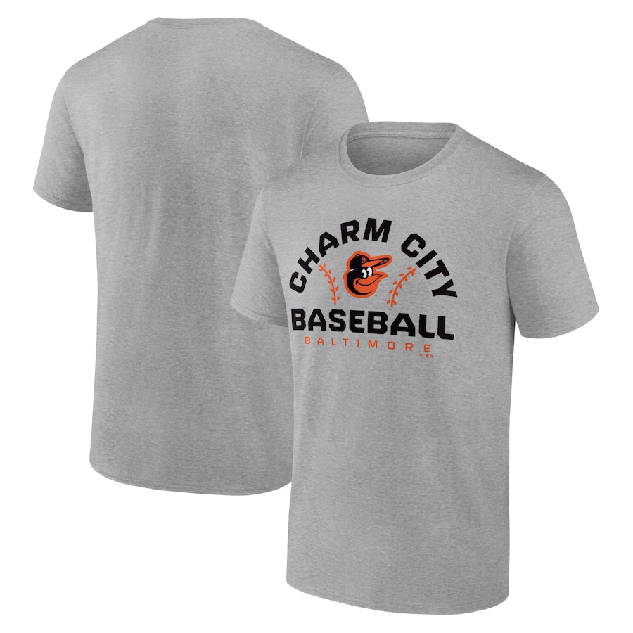 Men's Baltimore Orioles Heather Gray Team Go For Two T-Shirt Men's Baltimore Orioles Heather Gray Team Go For Two T-Shirt