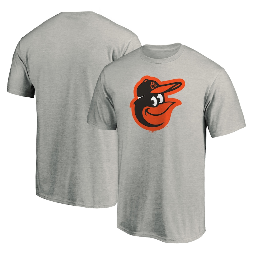 Men's Baltimore Orioles Heathered Gray Official Team Logo T-Shirt Men's Baltimore Orioles Heathered Gray Official Team Logo T-Shirt