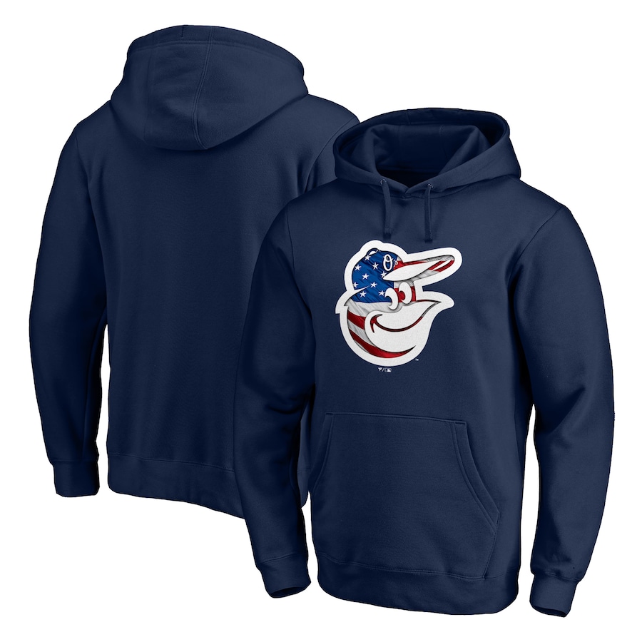 Men's Baltimore Orioles Navy Banner Wave Pullover Hoodie Men's Baltimore Orioles Navy Banner Wave Pullover Hoodie