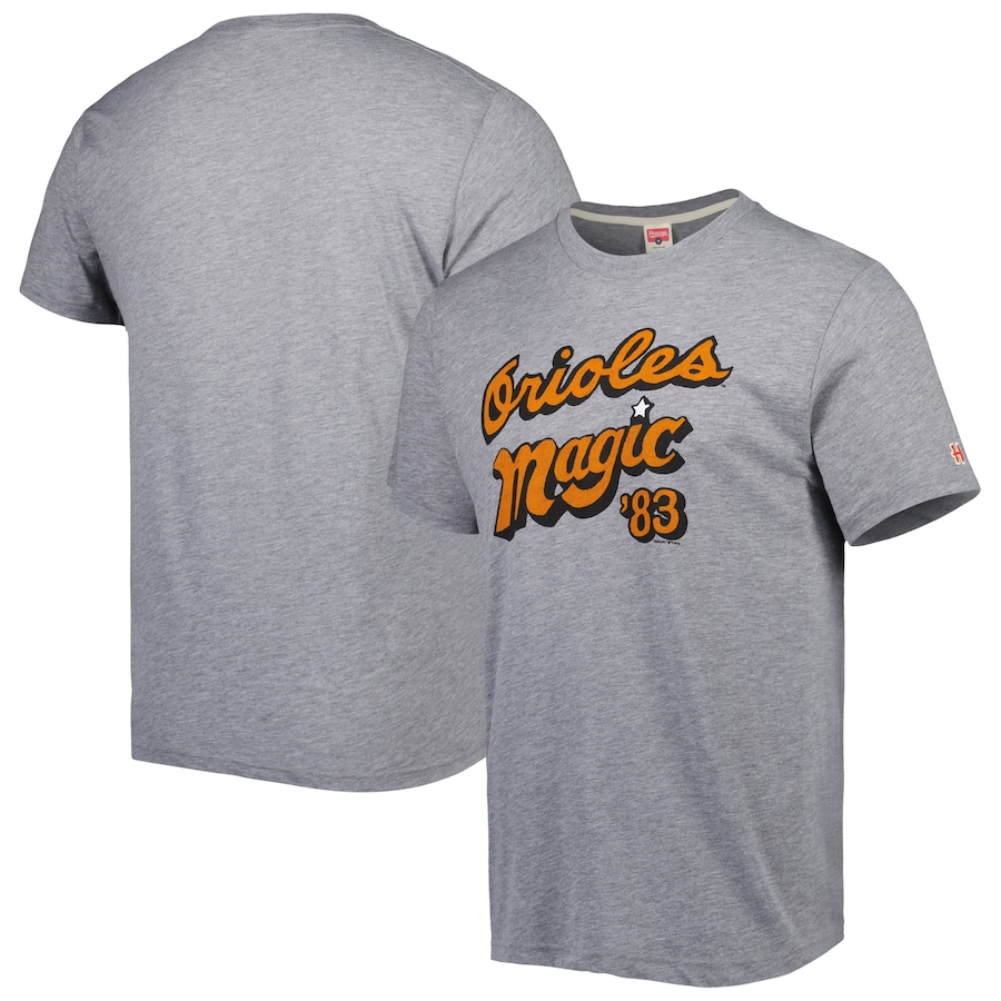 Men's Baltimore Orioles Homage Gray Hyper Local Tri-Blend T-Shirt Men's Baltimore Orioles Homage Gray Hyper Local Tri-Blend T-Shirt