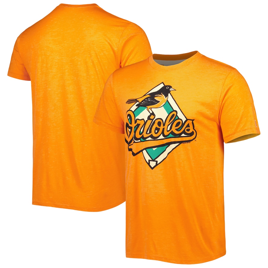 Men's Baltimore Orioles Homage Orange Hand Drawn Logo Tri-Blend T-Shirt