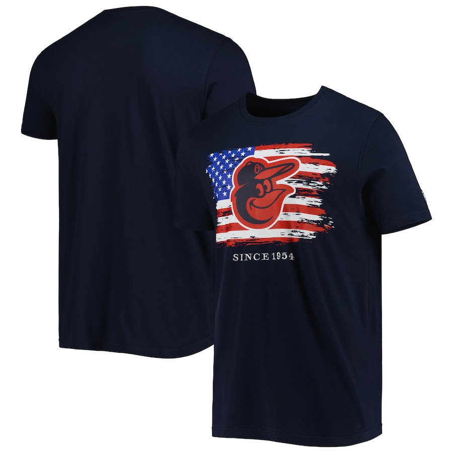 Men's Baltimore Orioles New Era Navy 4th of July Jersey T-Shirt Men's Baltimore Orioles New Era Navy 4th of July Jersey T-Shirt