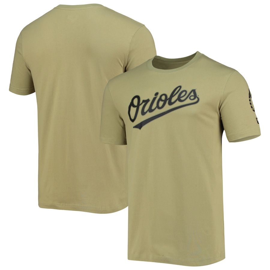 Men's Baltimore Orioles New Era Olive Brushed Armed Forces T-Shirt