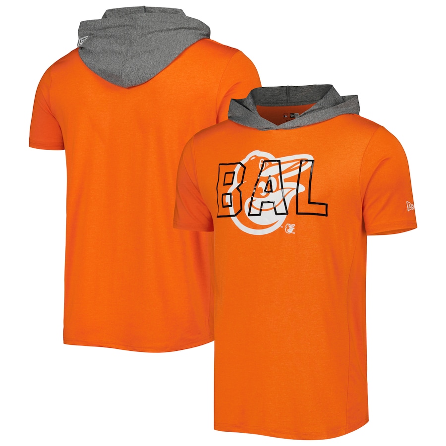 Men's Baltimore Orioles New Era Orange Team Hoodie T-Shirt Men's Baltimore Orioles New Era Orange Team Hoodie T-Shirt