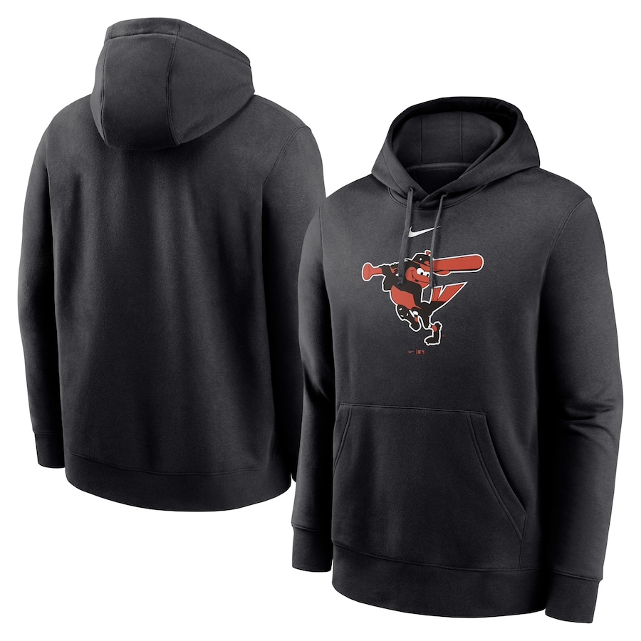 Men's Baltimore Orioles Nike Black Alternate Logo Club Pullover Hoodie Men's Baltimore Orioles Nike Black Alternate Logo Club Pullover Hoodie