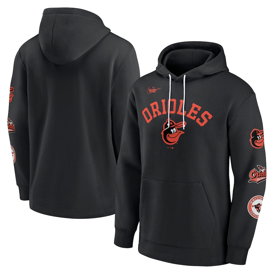 Men's Baltimore Orioles Nike Black Rewind Lefty Pullover Hoodie Men's Baltimore Orioles Nike Black Rewind Lefty Pullover Hoodie
