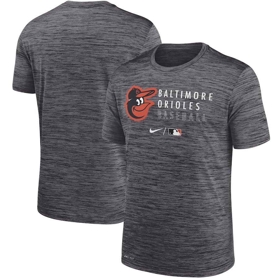 Men's Baltimore Orioles Nike Heathered Black Authentic Collection Velocity Practice Performance T-Shirt Men's Baltimore Orioles Nike Heathered Black Authentic Collection Velocity Practice Performance T-Shirt