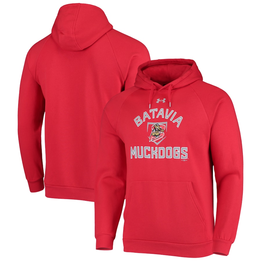 Men's Batavia MuckDogs Under Armour Red All Day Raglan Fleece Pullover Hoodie
