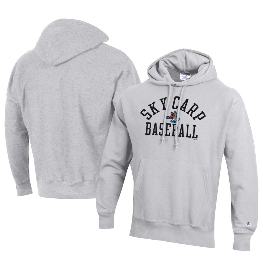 Men's Beloit Sky Carp Champion Gray Baseball Reverse Weave Pullover Hoodie Men's Beloit Sky Carp Champion Gray Baseball Reverse Weave Pullover Hoodie