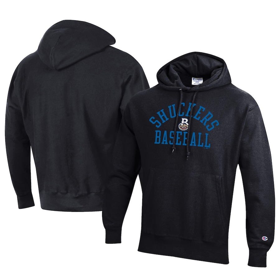 Men's Biloxi Shuckers Champion Black Baseball Reverse Weave Pullover Hoodie Men's Biloxi Shuckers Champion Black Baseball Reverse Weave Pullover Hoodie