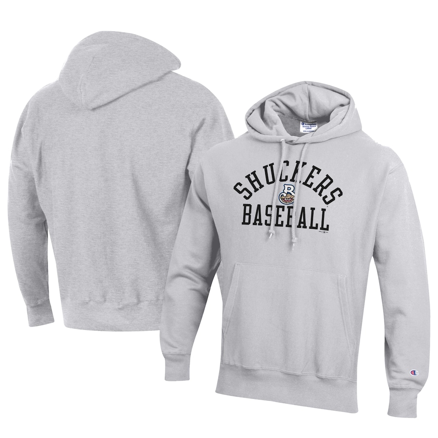 Men's Biloxi Shuckers Champion Gray Baseball Reverse Weave Pullover Hoodie Men's Biloxi Shuckers Champion Gray Baseball Reverse Weave Pullover Hoodie