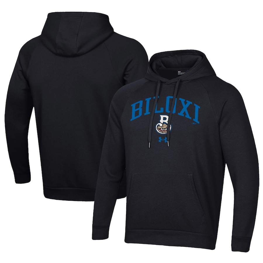 Men's Biloxi Shuckers Under Armour Black All Day Fleece Pullover Hoodie Men's Biloxi Shuckers Under Armour Black All Day Fleece Pullover Hoodie