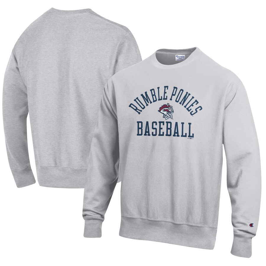 Men's Binghamton Rumble Ponies Champion Gray Baseball Reverse Weave Pullover Sweatshirt