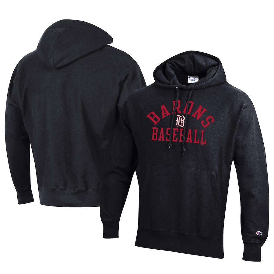 Men's Birmingham Barons Champion Black Baseball Reverse Weave Pullover Hoodie