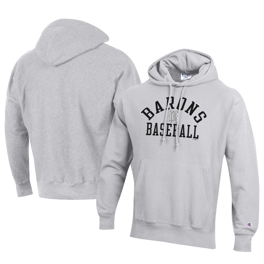 Men's Birmingham Barons Champion Gray Baseball Reverse Weave Pullover Hoodie Men's Birmingham Barons Champion Gray Baseball Reverse Weave Pullover Hoodie
