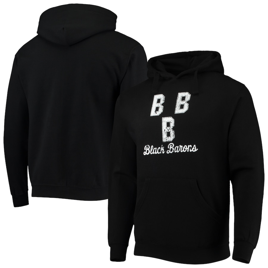 Men's Birmingham Black Barons Stitches Black Negro League Logo Pullover Hoodie