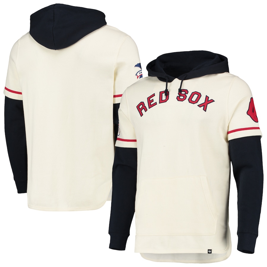 Men's Boston Red Sox '47 Cream Trifecta Shortstop Pullover Hoodie Men's Boston Red Sox '47 Cream Trifecta Shortstop Pullover Hoodie