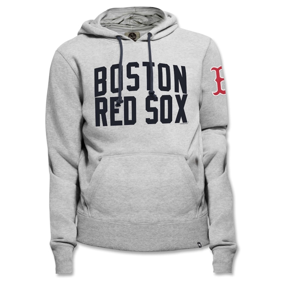 Men's Boston Red Sox '47 Gray Gamebreak Cross Check Pullover Hoodie Men's Boston Red Sox '47 Gray Gamebreak Cross Check Pullover Hoodie