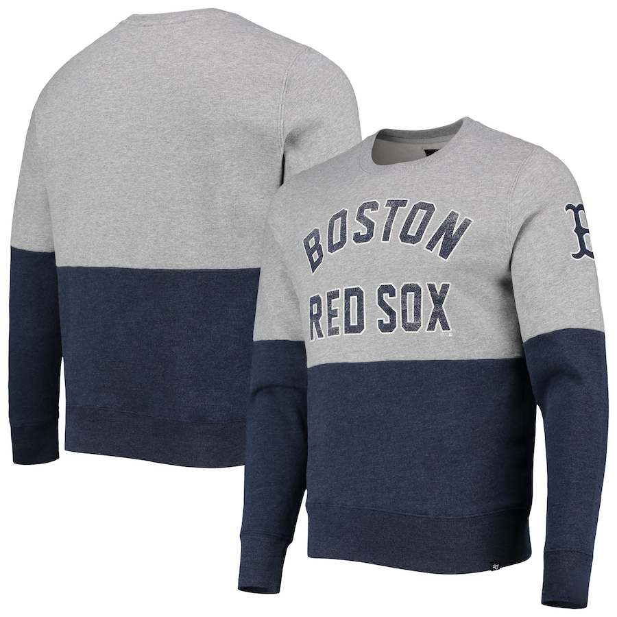 Men's Boston Red Sox '47 Heathered Gray/Heathered Navy Two-Toned Team Pullover Sweatshirt Men's Boston Red Sox '47 Heathered Gray/Heathered Navy Two-Toned Team Pullover Sweatshirt
