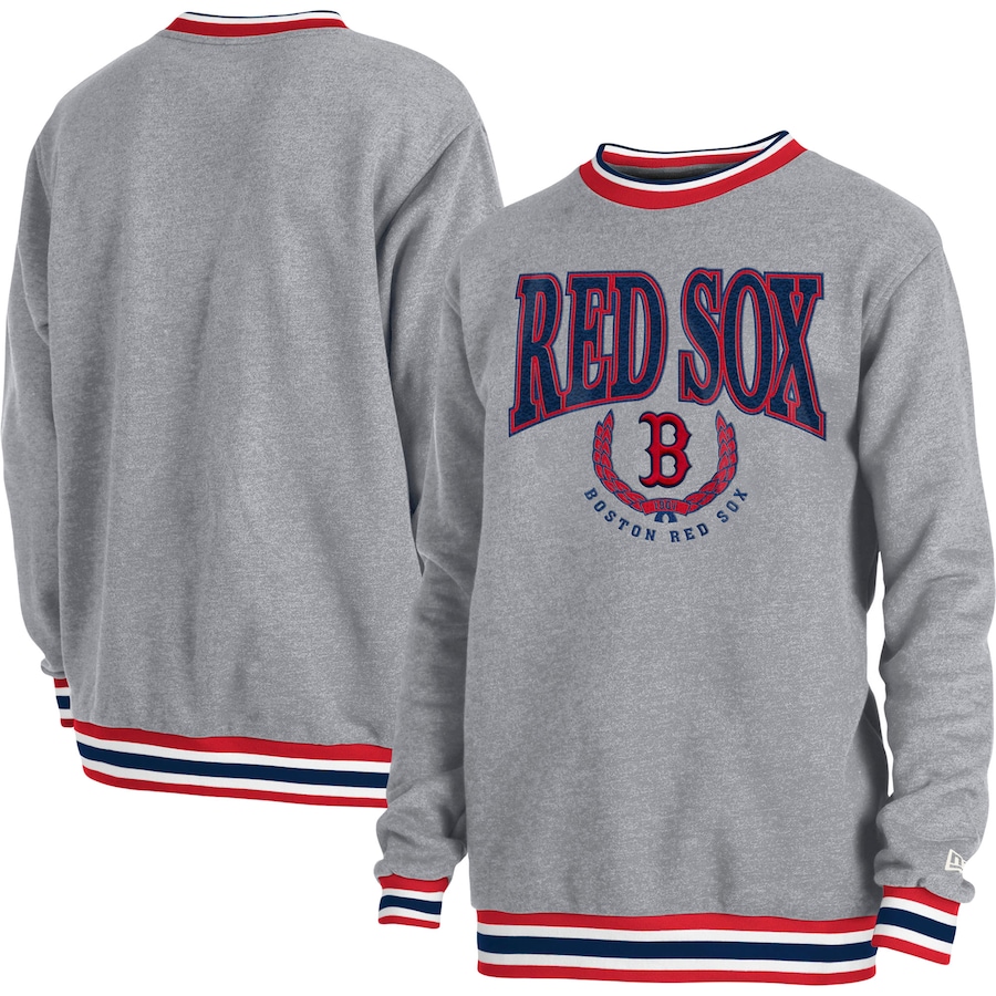 Men's Boston Red Sox New Era Heather Gray Throwback Classic Pullover Sweatshirt Men's Boston Red Sox New Era Heather Gray Throwback Classic Pullover Sweatshirt