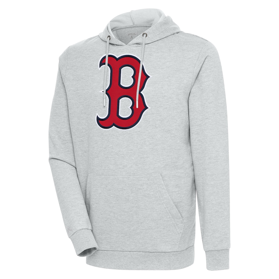 Men's Boston Red Sox Antigua Heather Gray Action Pullover Hoodie Men's Boston Red Sox Antigua Heather Gray Action Pullover Hoodie
