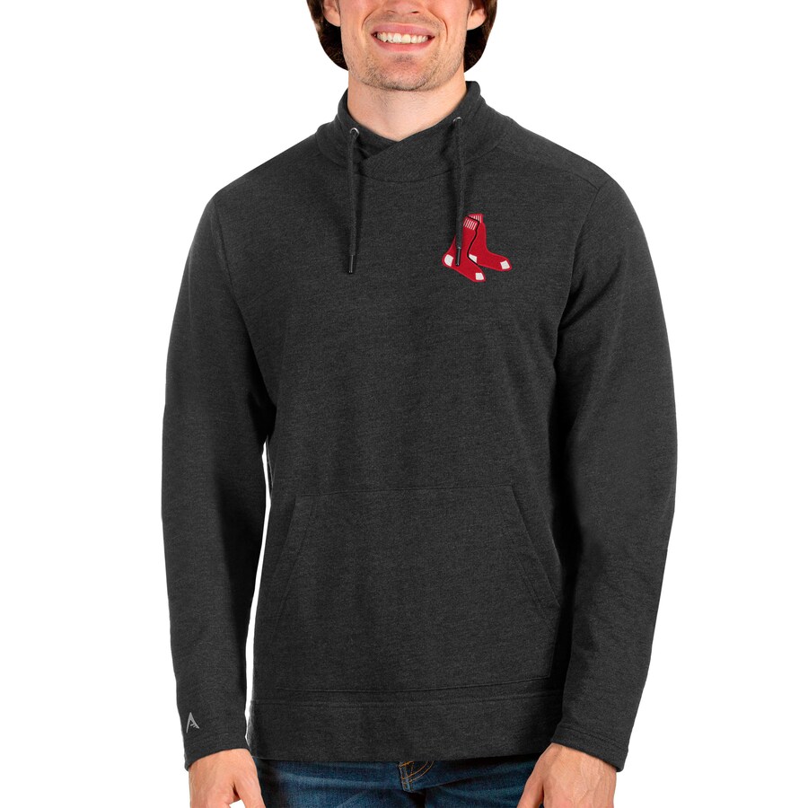 Men's Boston Red Sox Antigua Heathered Black Team Reward Pullover Sweatshirt Men's Boston Red Sox Antigua Heathered Black Team Reward Pullover Sweatshirt