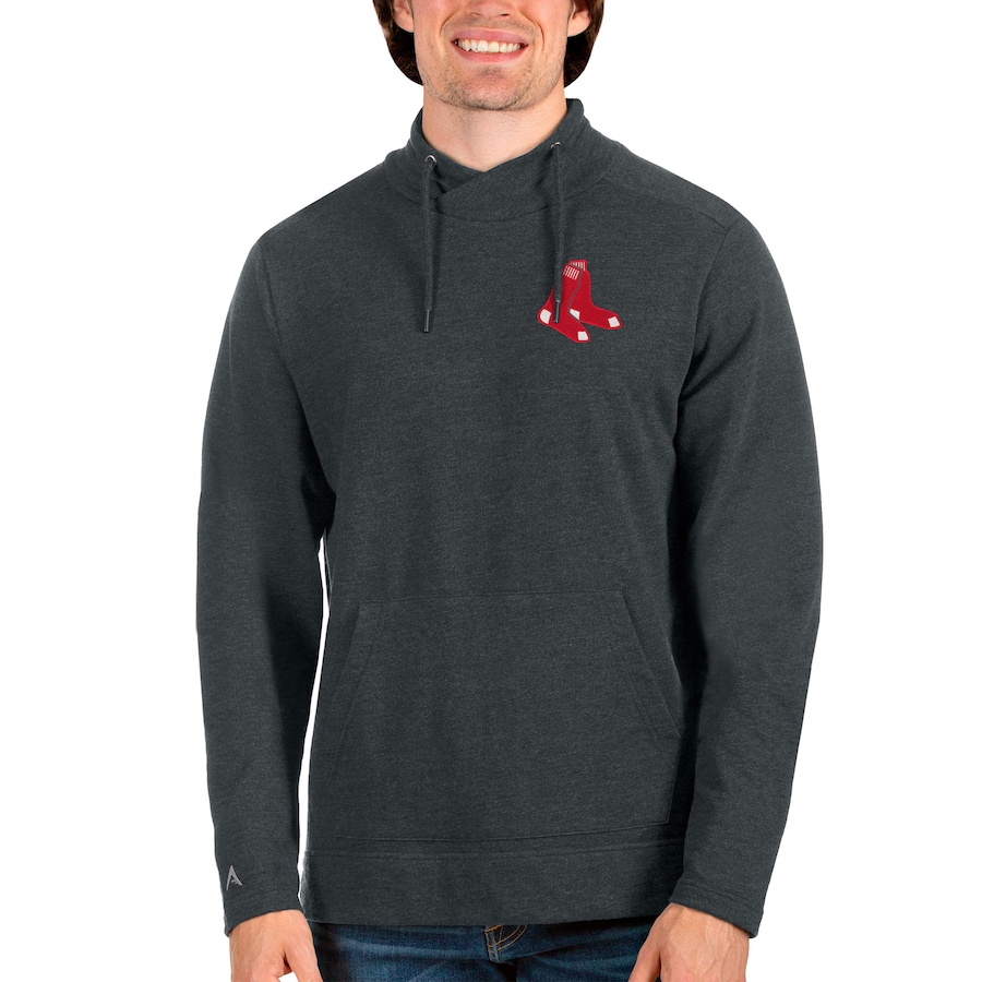 Men's Boston Red Sox Antigua Heathered Charcoal Team Reward Pullover Sweatshirt Men's Boston Red Sox Antigua Heathered Charcoal Team Reward Pullover Sweatshirt