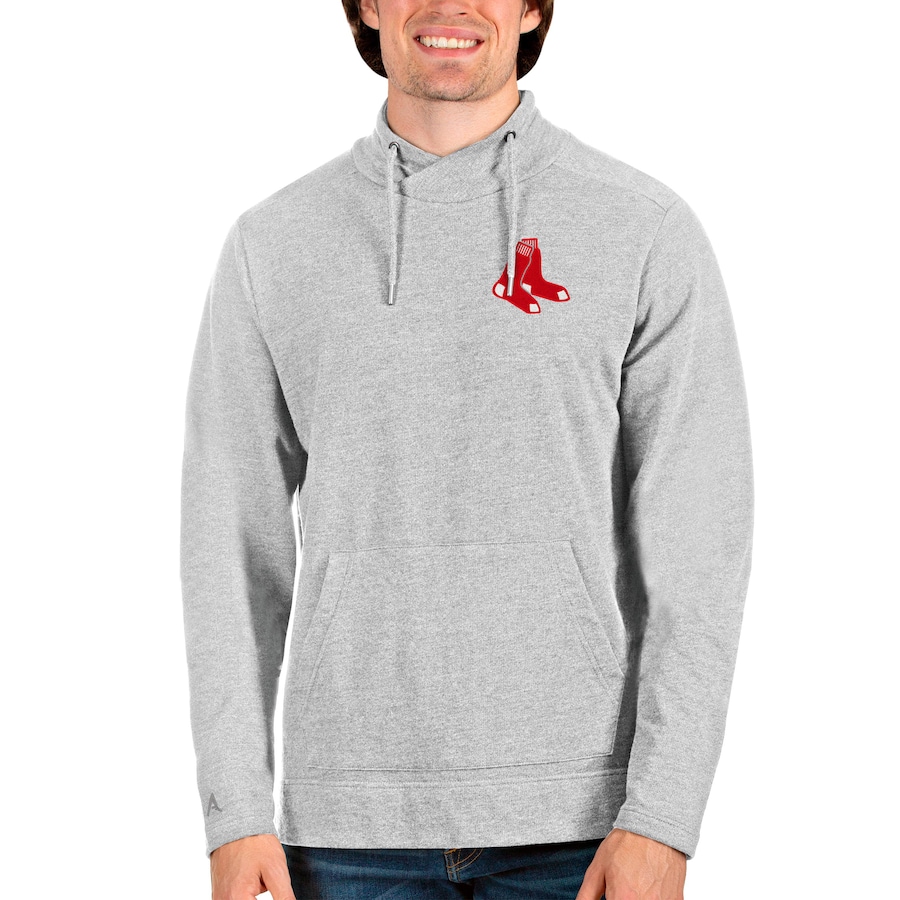 Men's Boston Red Sox Antigua Heathered Gray Team Reward Pullover Sweatshirt