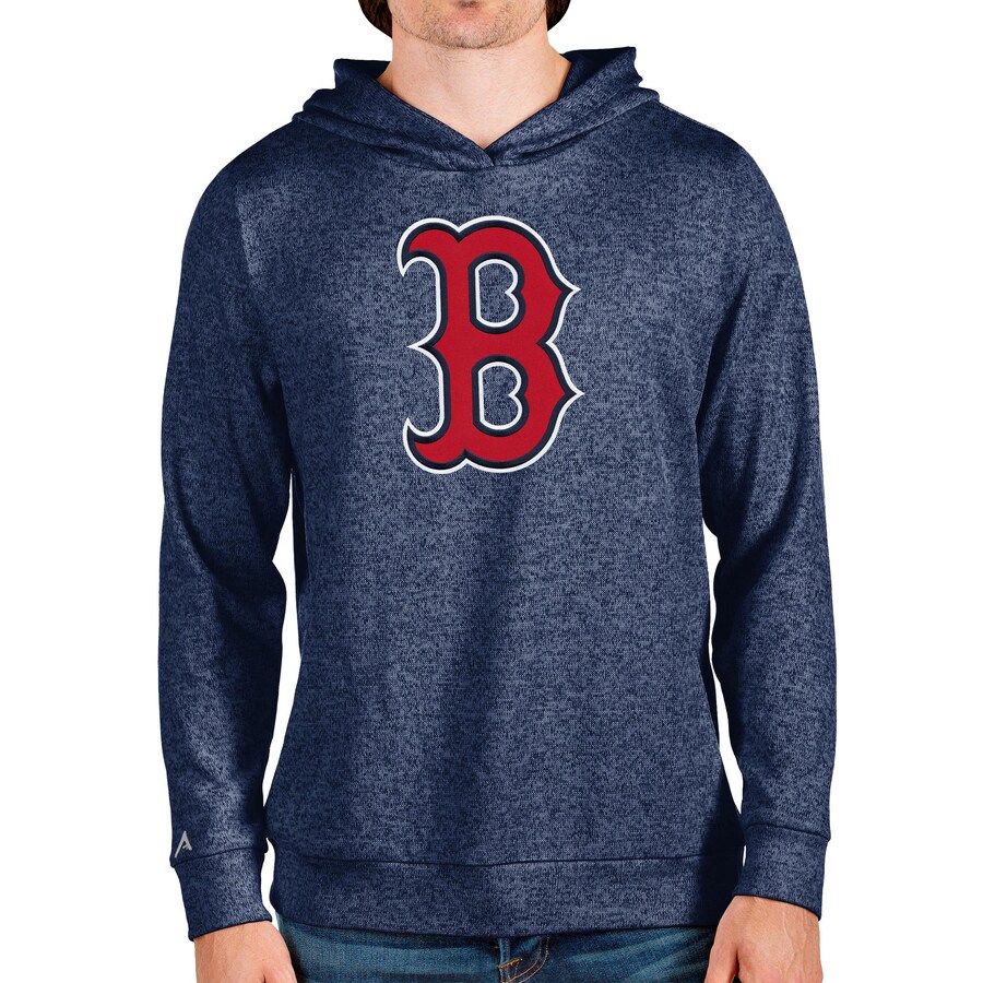 Men's Boston Red Sox Antigua Heathered Navy Team Logo Absolute Pullover Hoodie Men's Boston Red Sox Antigua Heathered Navy Team Logo Absolute Pullover Hoodie