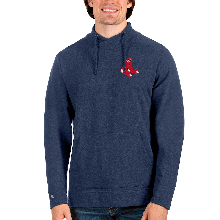 Men's Boston Red Sox Antigua Heathered Navy Team Reward Pullover Sweatshirt