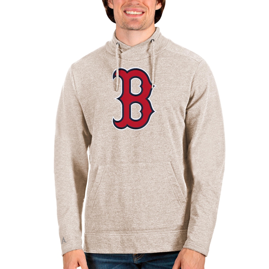Men's Boston Red Sox Antigua Oatmeal Reward Pullover Sweatshirt Men's Boston Red Sox Antigua Oatmeal Reward Pullover Sweatshirt