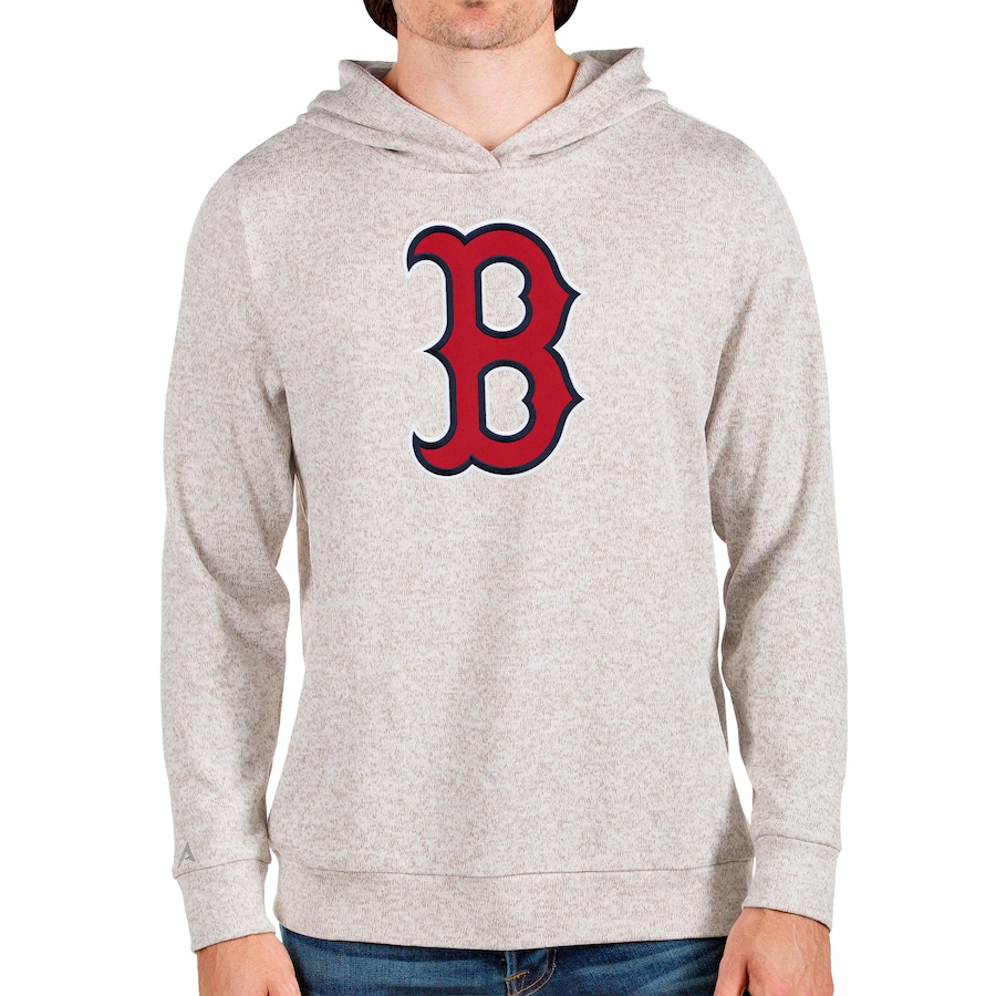 Men's Boston Red Sox Antigua Oatmeal Team Logo Absolute Pullover Hoodie Men's Boston Red Sox Antigua Oatmeal Team Logo Absolute Pullover Hoodie