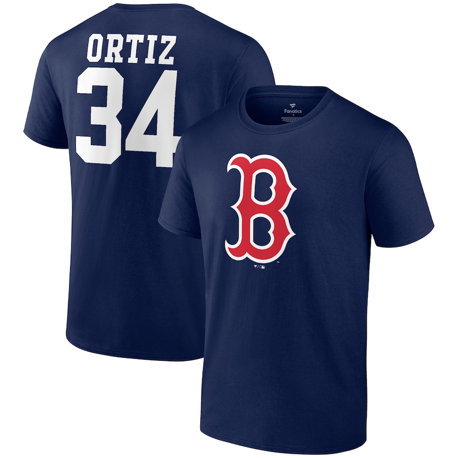 Men's Boston Red Sox David Ortiz Navy Logo Graphic T-Shirt