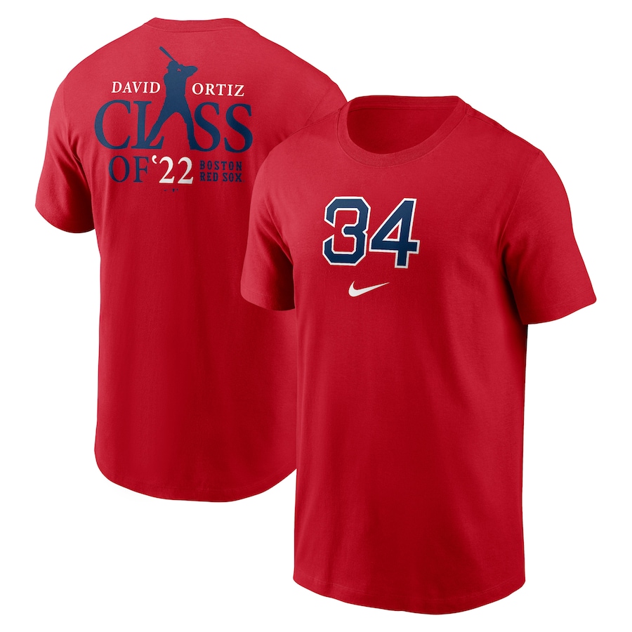 Men's Boston Red Sox David Ortiz Nike Red 2022 Hall of Fame Essential T-Shirt Men's Boston Red Sox David Ortiz Nike Red 2022 Hall of Fame Essential T-Shirt