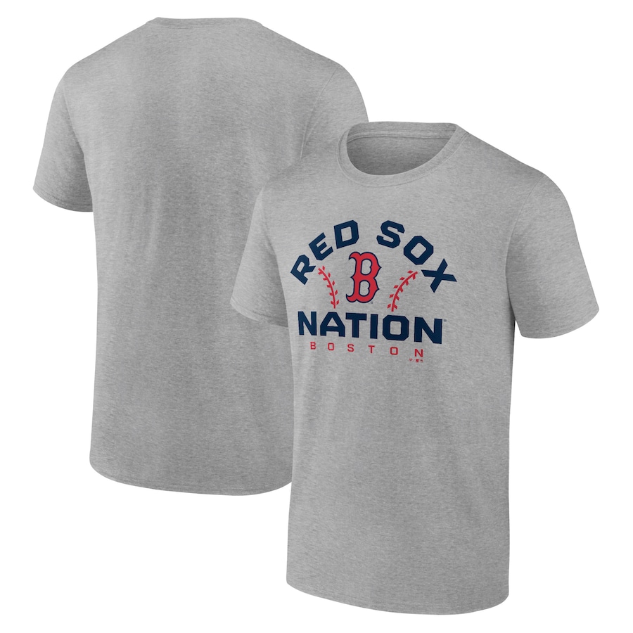 Men's Boston Red Sox Heather Gray Team Go For Two T-Shirt Men's Boston Red Sox Heather Gray Team Go For Two T-Shirt