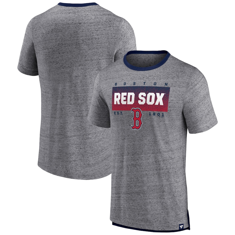 Men's Boston Red Sox Heathered Gray Iconic Team Element Speckled Ringer T-Shirt