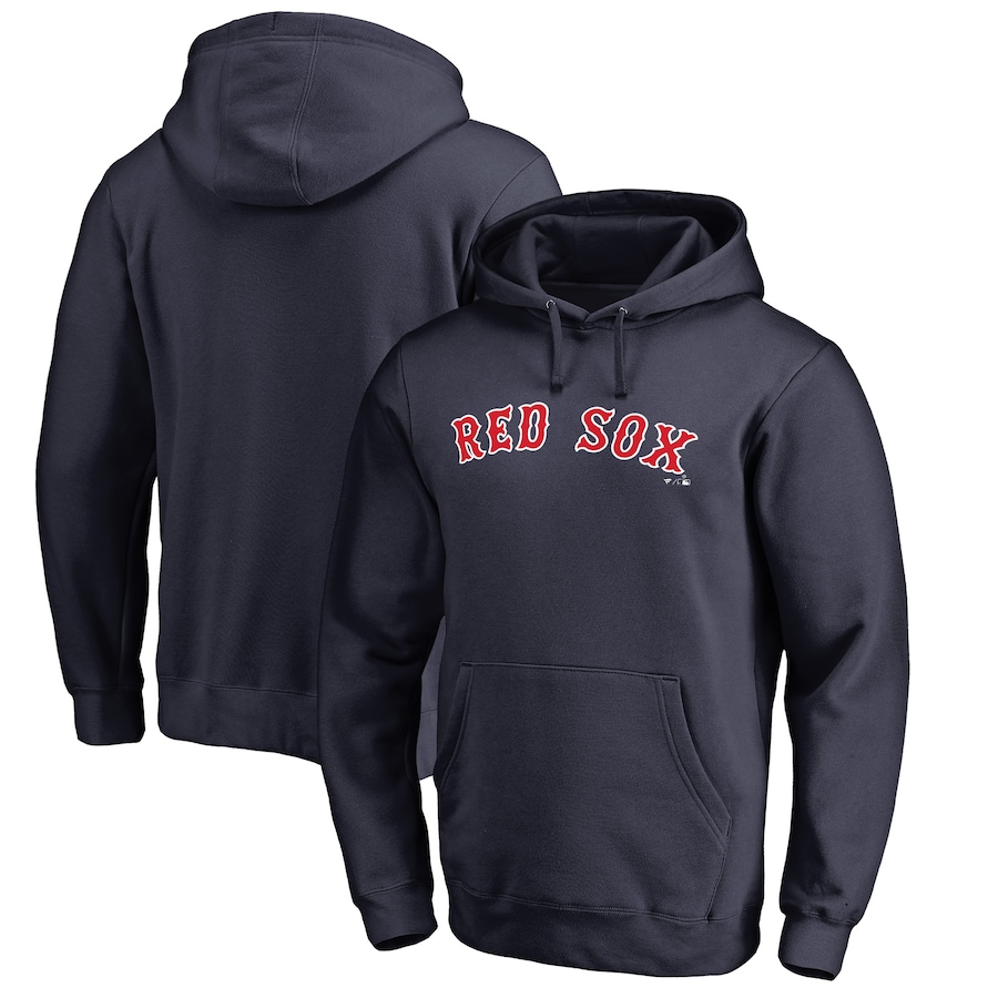 Men's Boston Red Sox Navy Official Wordmark Fitted Pullover Hoodie Men's Boston Red Sox Navy Official Wordmark Fitted Pullover Hoodie