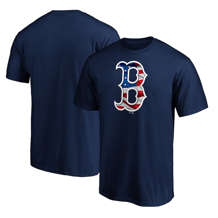 Men's Boston Red Sox Navy Team Banner Wave T-Shirt Men's Boston Red Sox Navy Team Banner Wave T-Shirt