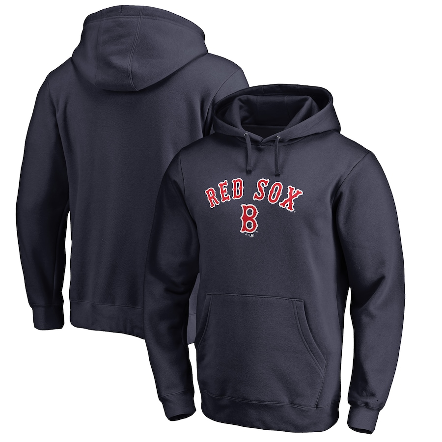 Men's Boston Red Sox Navy Vintage Cooperstown Collection Wahconah Fitted Pullover Hoodie