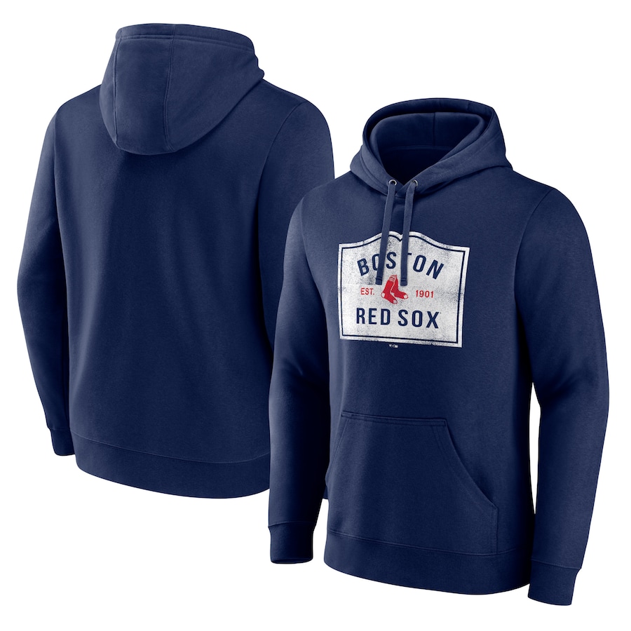 Men's Boston Red Sox Navy Welcome Sign Pullover Hoodie Men's Boston Red Sox Navy Welcome Sign Pullover Hoodie