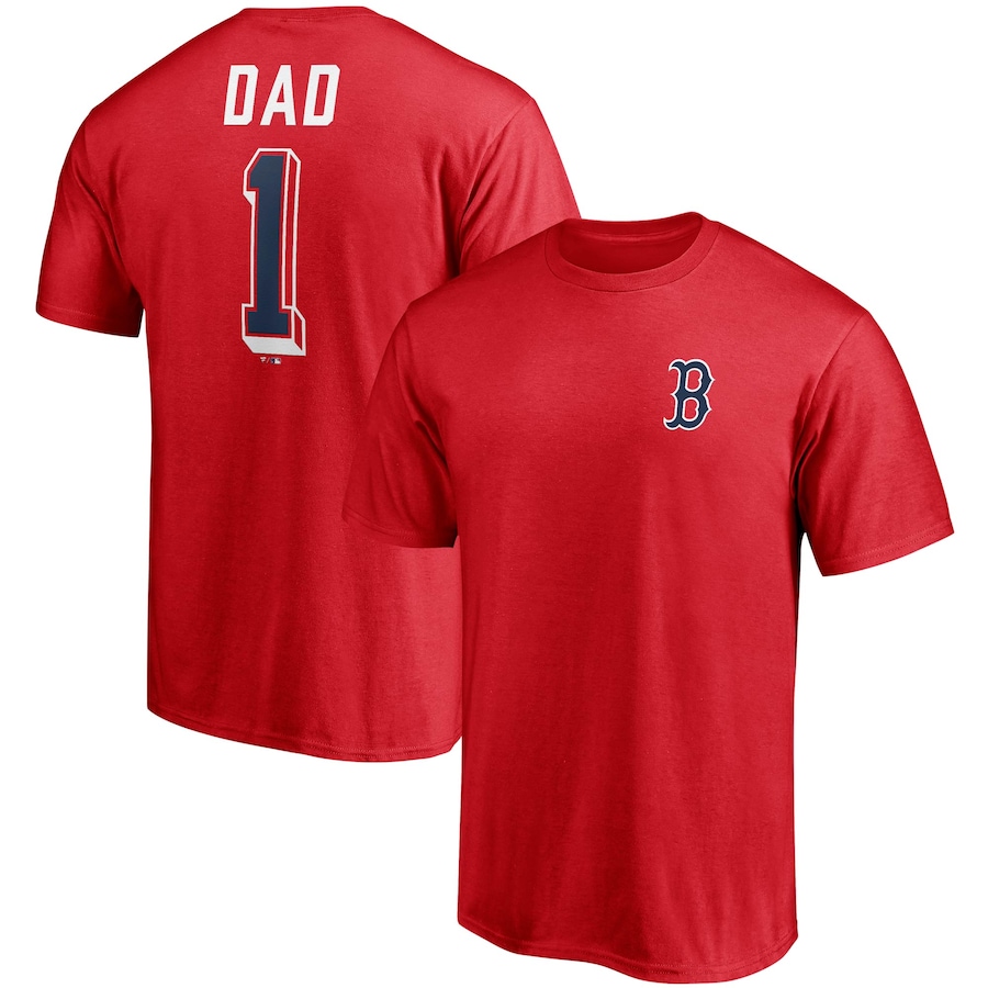 Men's Boston Red Sox Red Number One Dad Team T-Shirt Men's Boston Red Sox Red Number One Dad Team T-Shirt