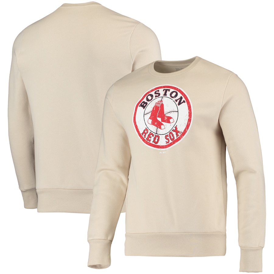 Men's Boston Red Sox Majestic Threads Oatmeal Fleece Pullover Sweatshirt