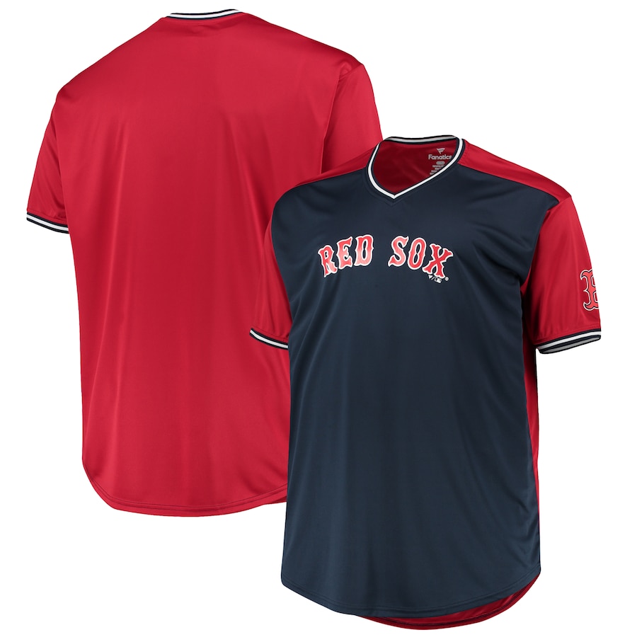 Men's Boston Red Sox Navy/Red Solid V-Neck T-Shirt Men's Boston Red Sox Navy/Red Solid V-Neck T-Shirt