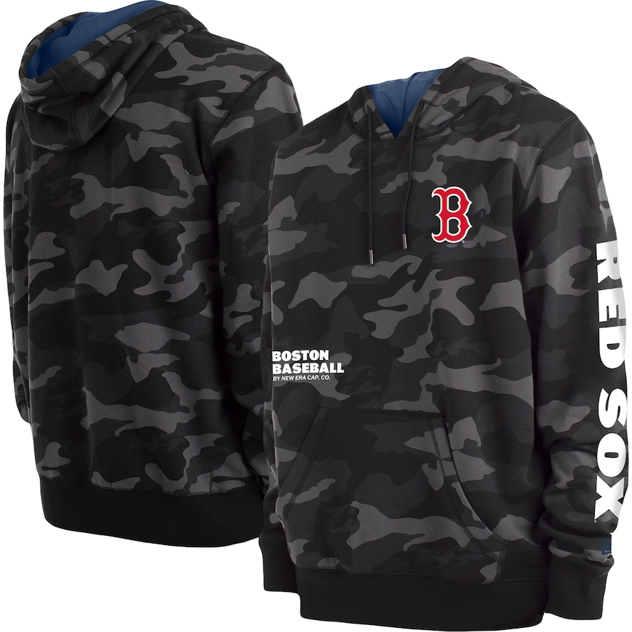Men's Boston Red Sox New Era Black Camo Pullover Hoodie Men's Boston Red Sox New Era Black Camo Pullover Hoodie