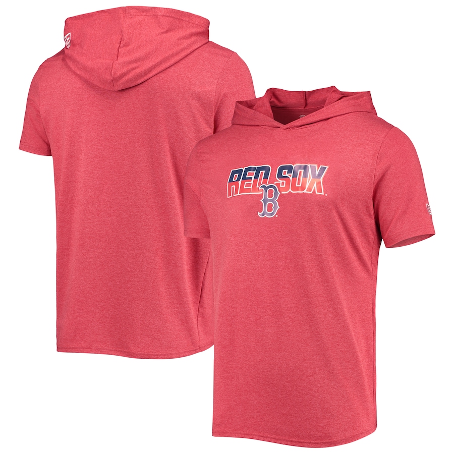 Men's Boston Red Sox New Era Heathered Red Hoodie T-Shirt Men's Boston Red Sox New Era Heathered Red Hoodie T-Shirt
