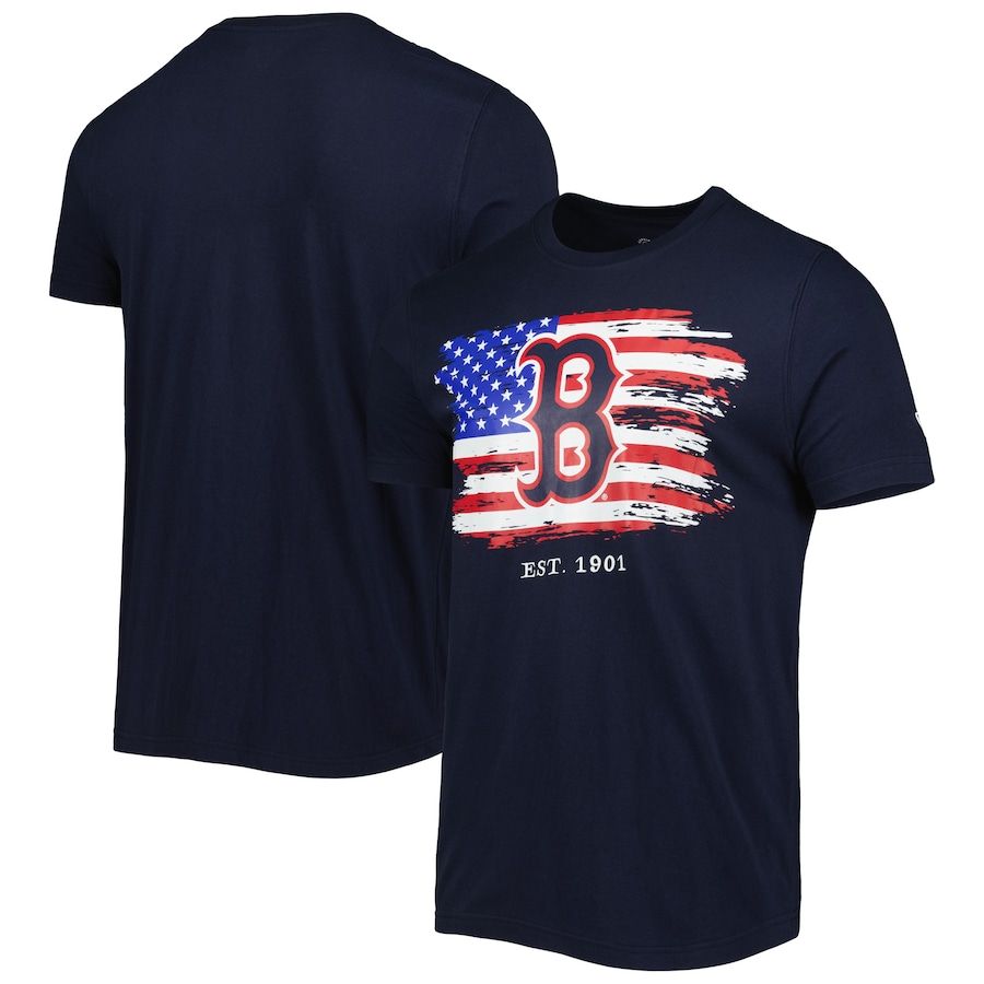 Men's Boston Red Sox New Era Navy 4th of July Jersey T-Shirt Men's Boston Red Sox New Era Navy 4th of July Jersey T-Shirt